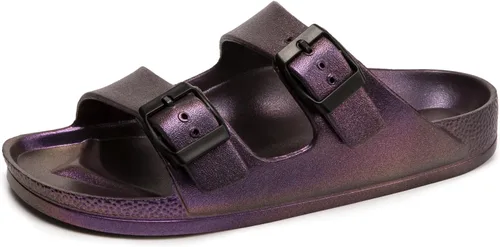 Vista 15 de FUNKYMONKEY - Sandalias bajas cómodas para mujer, hechas de etilvinilacetato, ajustables con hebilla doble