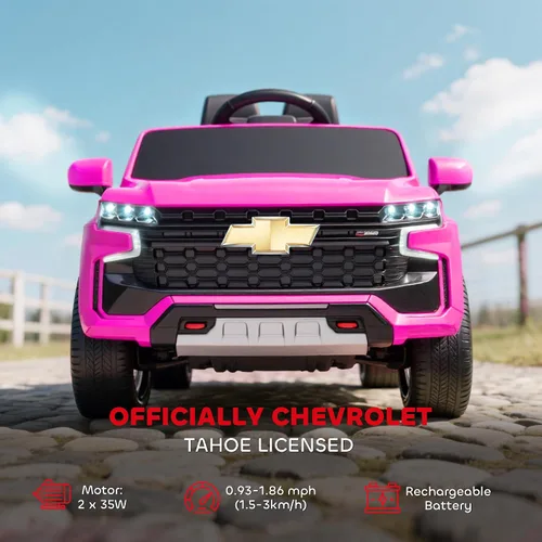 Vista 3 de Aosom - Automóvil de paseo con licencia Chevrolet Tahoe, juguete eléctrico con batería de 12 V y 7 AH, con control remoto para padres, luces LED