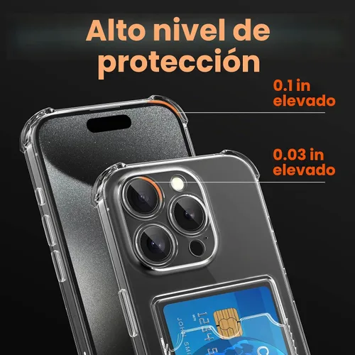 Vista 3 de Funda compatible con iPhone 13 con tarjetero, funda tipo cartera, transparente, delgada, suave, protectora a prueba de golpes, antiarañazos, funda