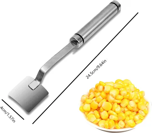 Vista 2 de Nuevos peladores mágicos de maíz 2024, herramienta de extracción de maíz de acero inoxidable de mango largo, herramienta para pelar mazorcas
