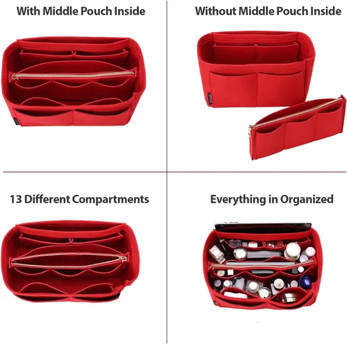 Vista 3 de OMYSTYLE - Organizador de bolsa, organizador de bolsas de fieltro para bolsa y bolso, organizador de bolsa de mano con 5 tamaños