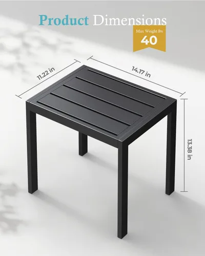 Vista 2 de Mesa auxiliar para exteriores, mesa auxiliar de aluminio para patio, mesa de balcón moderna y minimalista, resistente a la intemperie y fácil
