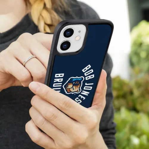 Vista 5 de Bob Jones University Bruins Logo Protective Slim Fit Hybrid Rubber Bumper Case Fits Apple iPhone 12 Pro and 12