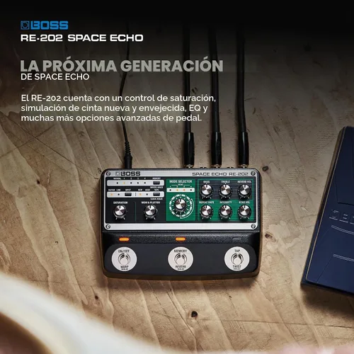 Vista 3 de BOSS RE-202 Space Echo Pedal de Efectos de Eco de Cinta, Delay y Reverberación Recreación Moderna del Legendario Roland RE-201 Space Echo
