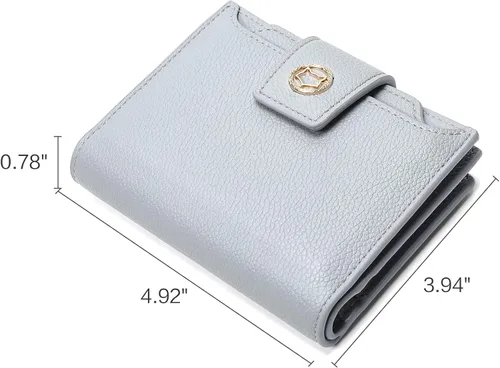 Vista 7 de FOXLOVER Cartera pequeña de piel suave para mujer, con bloqueo RFID, bolsillo con cremallera, tarjetero, con ventana de identificación