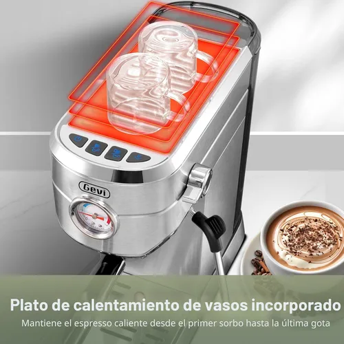 Vista 7 de Gevi Máquina compacta de café expreso de 20 bar para el hogar, cafetera