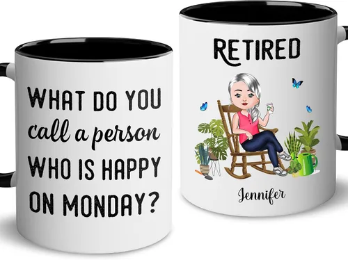 Vista 12 de WHIDOBE Regalos de jubilación personalizados para mujeres y hombres, taza de feliz jubilación, regalo de jubilación personalizado, divertidos