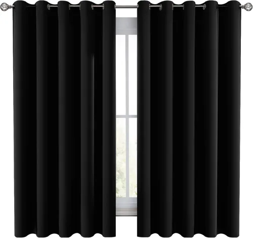 Vista 14 de LUX Décor - Juego de 2 paneles de cortinas opacas de alta calidad de 63 pulgadas de largo, cortinas de oscurecimiento de habitación con aislamiento