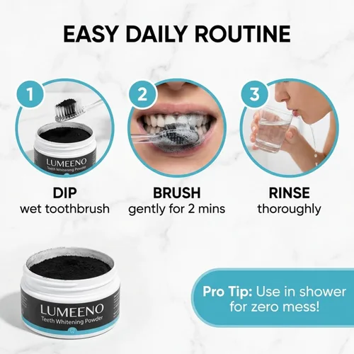 Vista 6 de Lumeeno Blanqueamiento dental de carbón activado orgánico natural para dientes y encías sensibles - Blanquea, limpia y desintoxicante - Vegano - Sin