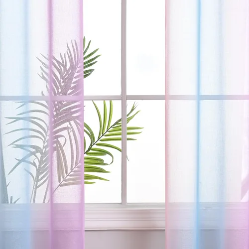 Vista 7 de WUBODTI Cortinas traslúcidas coloridas para dormitorio de niñas, decoración de habitación de niños, cortinas semitransparentes con temática de Rosa