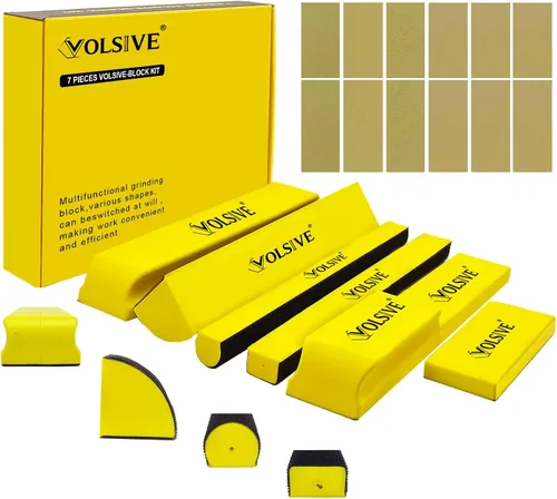Vista 11 de VOLSIVE Juego de 7 piezas de bloque de lijado manual, almohadilla de lijado manual rectangular de mano, formas surtidas intercambiables de gancho