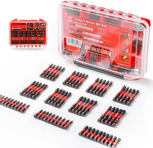 Vista 11 de Geinxurn Juego de Puntas de Destornillador de Impacto, 71 Piezas, Estuche de Almacenamiento Magnético de Acero S2, Puntas de Inserción Múltiple