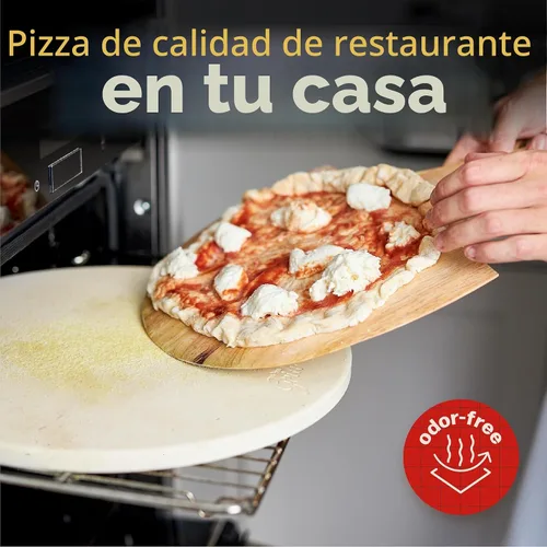 Vista 5 de Hans Grill Piedra circular para pizza, piedra de cordierita de 15 pulgadas