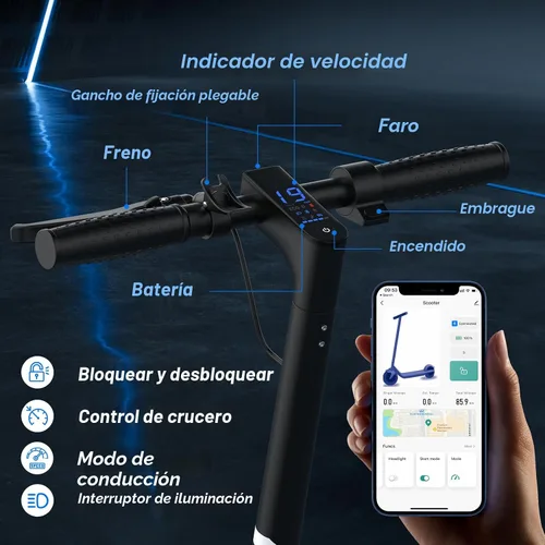 Vista 6 de KEQ Electric Scooter Adults with Dual Suspension 10" Solid Tires Max 22Mph 500W Motor 30 Miles Range Dual Braking System Portable & Foldable E Negro