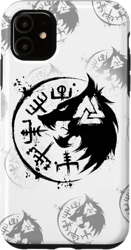 Vista 8 de iPhone 14 Plus Fenrir Wolf Fenris-Wolf - Viking Vegvisir Valknut Case