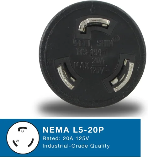 Vista 3 de Conntek 30123 L5-20P a 5-15/20R Adaptador de enchufe, negro