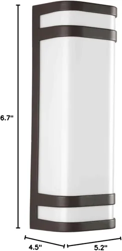 Vista 2 de Progress Lighting Valera LED Collection - Farol acrílico blanco mate con 2 luces, moderno para exteriores, gran pared, luz de bronce arquitectónico