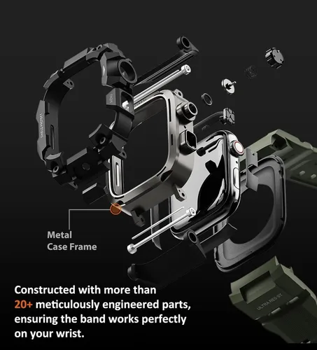 Vista 5 de ULTIMAL Funda Resistente con Correa para Apple Watch 44mm, Compatible con Apple Watch Series SE 3/SE 2/SE Generation/6/5/4, Funda Táctica Antigolpes