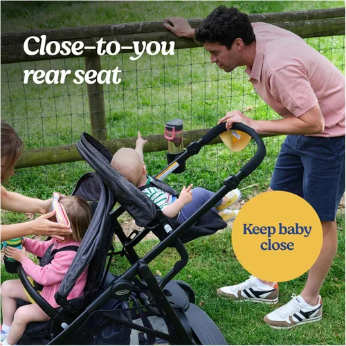 Vista 4 de Graco Ready2Grow LX 2.0 - Cochecito doble con opciones de asiento de banco y plataforma de pie, Clark