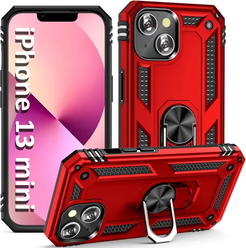 Vista 11 de ADDIT Funda para iPhone 13 Mini iPhone 13 Mini, con soporte de anillo, soporte magnético para automóvil, grado militar, resistente, para iPhone 13