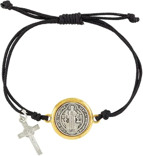 Vista 2 de Saint Benedict - Pulsera medalla de dos tonos, 7.0in, paquete de 3