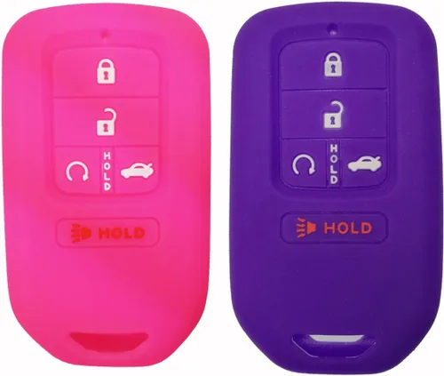 Vista 9 de 2 piezas Coolbestda - Estuche protector de silicona completa para llave de coche con control remoto de 5 botones para Honda Civic Accord Pilot CR-V
