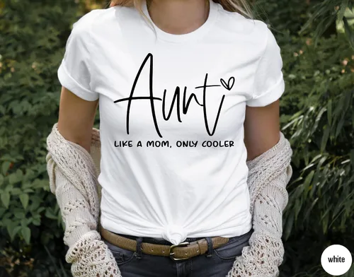 Vista 2 de Auntie Shirt, Like A Mom Only Cooler Shirt, Baby Announcement for Aunt, Funny Aunt Shirt