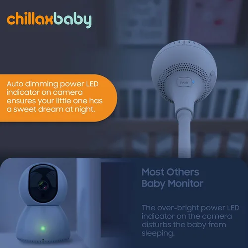 Vista 8 de CHILLAX DM600 Baby Mood Lite - Monitor inteligente para bebé con luz nocturna, sensor de temperatura, monitor de sueño con cámara HD, sonidos