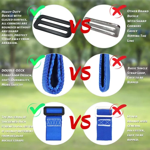Vista 3 de Rainbow Craft Correas de hebilla Ninja Slackline – 8 trabillas extraíbles para colgar para entrenamiento de carrera de obstáculos ninja, accesorios