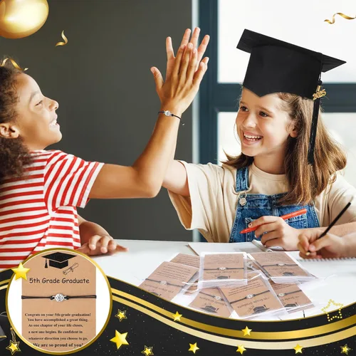 Vista 3 de Tondiamo 30 pulseras de cruz 2025 a granel clase de 2025, regalos de graduación, pulseras de amistad a distancia con tarjeta y bolsa de organza