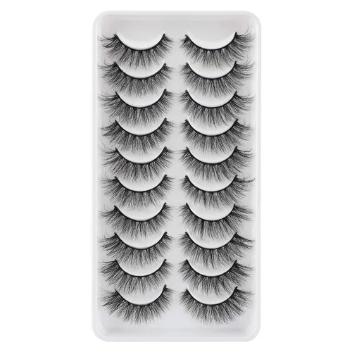 Vista 3 de JIMIRE Pestañas postizas de aspecto natural, pestañas postizas esponjosas y finas, pestañas de ojo de gato con banda fina, pestañas postizas