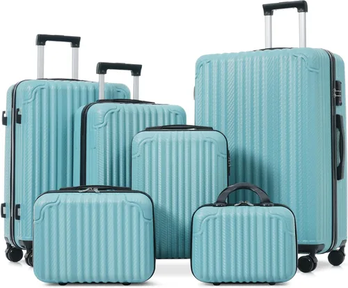 Vista 93 de Merax 3 piezas expandible ABS Hardshell equipaje Sets Spinner Wheel Maleta TSA Lock Suit Case, Apertura frontal negra, Juego de 2 piezas, Maleta