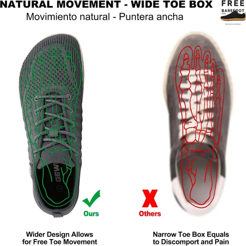 Vista 3 de Geweo Zapatos minimalistas unisex Suela sin caída Puntera ancha Comodidad más flexible Movimiento natural en forma de pie Zapatos deportivos