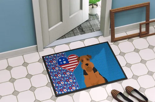 Vista 4 de Caroline's Treasures WDK5119JMAT Airedale Terrier USA - Tapete para interiores o exteriores, 24 x 36 pulgadas, tapete para puerta delantera