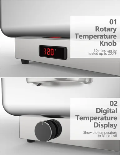 Vista 3 de GarveeHome Juego de bufé eléctrico de acero inoxidable con 1 sartén y tapa de 9 cuartos de galón, control de temperatura de 400 W, 86-200 °F