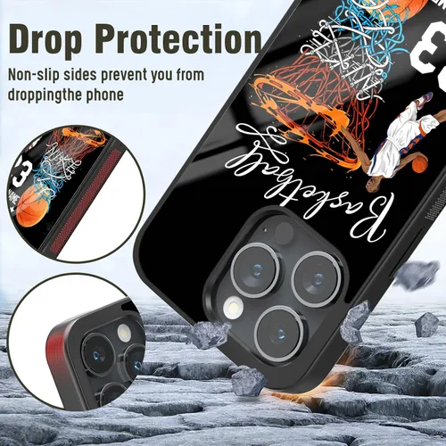 Vista 3 de Fundas de teléfono de baloncesto personalizadas para iPhone 8 11 12 13 14 15 16 17 Pro Max Plus Mini para Samsung A03 A13 A14 A15 A51 A52 A53 A54
