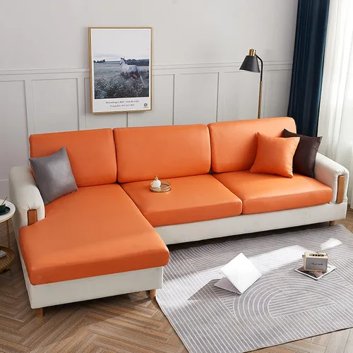 Vista 14 de Fundas elásticas para cojín de sofá, de piel sintética resistente al agua, funda de cojín desmontable para sofá, protector de muebles para cojín