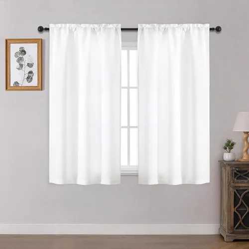 Vista 46 de OWENIE Cortinas de Cocina Negras Sobre Fregadero de 24 Pulgadas de Largo, Juego de 2 Paneles, Cortinas Cortas de Café con Textura Filtrante de Luz