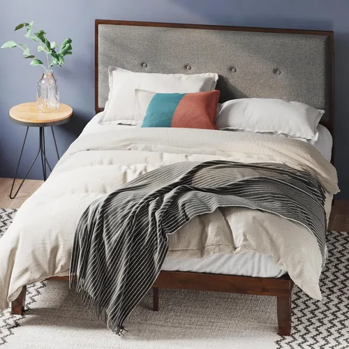 Vista 13 de Zinus cama con plataforma de madera maciza con cabecero de 12 pulgadas / Sin necesidad de resorte de caja / Soporte con listón de madera / Acabado