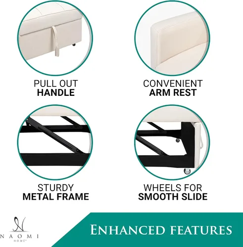 Vista 3 de Naomi Home Silla cama 3 en 1 – Silla convertible cama – Silla convertible, sofá convertible multiposición para espacios pequeños, sofá convertible