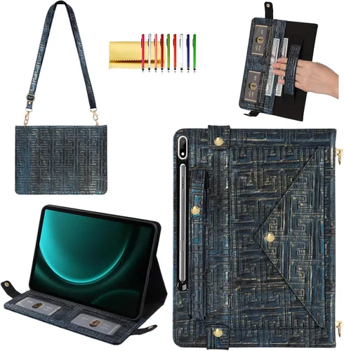 Vista 55 de Bolso Funda para Samsung Galaxy Tab S10 FE/S9 FE 10.9"/S9/S8/S7 11", Techcircle Folio con Soporte Cruzado, Billetera con Ranura para Lápiz S Pen