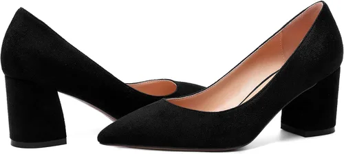 Vista 6 de Zapatos de tacón medio grueso para mujer, con puntera puntiaguda, de 2.5 pulgadas