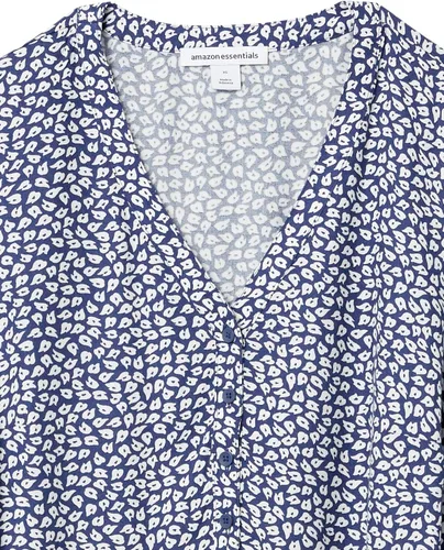 Vista 6 de Tienda Essentials - Camisa estilo popover de manga 34 con botones para mujer