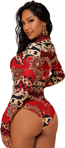 Vista 2 de SweatyRocks Enterizo básico de manga larga con cuello alto sólido para mujer