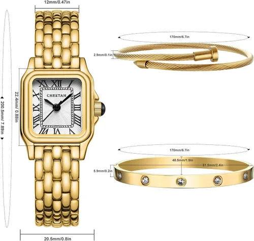 Vista 2 de CHEETAH Juego de reloj y pulsera de oro para mujer