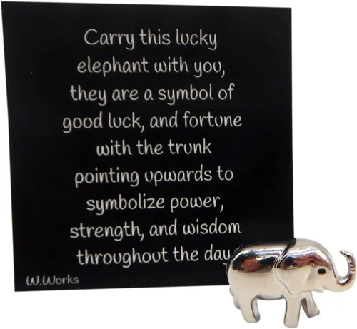 Vista 3 de Westmon Works Lucky Elephant Charm Legend - Juego de baratijas pequeñas para la buena suerte con tarjeta, Metal, No es una piedra preciosa