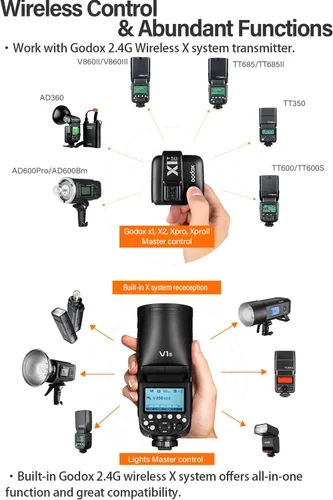 Vista 5 de Flash de cámara Godox V1 V1C con kit de accesorios AK-R1 para Canon
