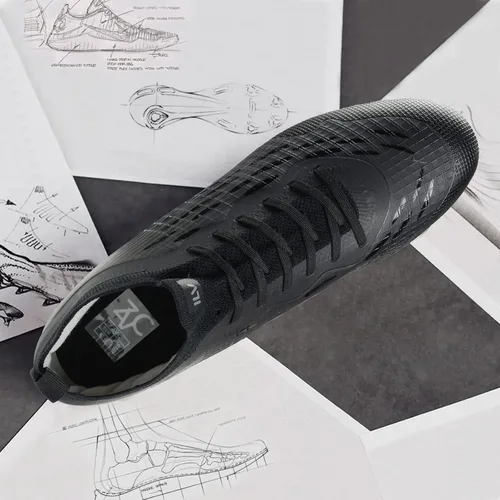 Vista 4 de ZVC Botines de fútbol para hombre, zapatos de fútbol para exteriores, interiores, para entrenamiento, para niños y niños grandes