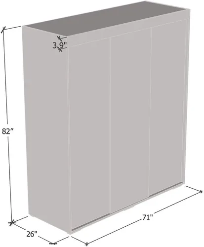 Vista 5 de Meble Furniture Aria - Armario 3D con todas las puertas de espejo, amplio almacenamiento con múltiples estantes, armario moderno para dormitorio, 82