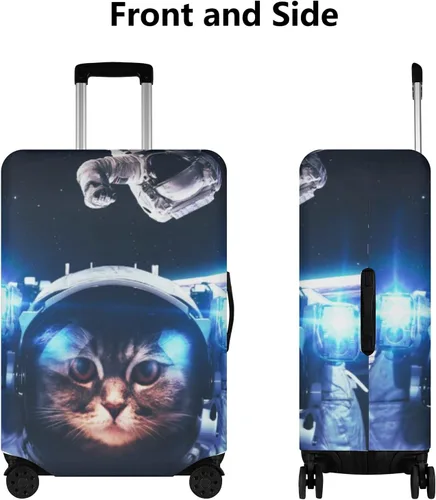 Vista 3 de POPCUSTOMS Funda de equipaje de viaje personalizada, protector de equipaje personalizado para maleta de mascota, funda de equipaje lavable, texto